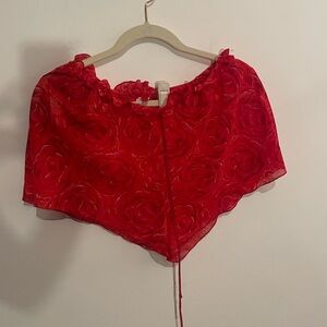 Red Floral Women's Pajama shorts size medium‎